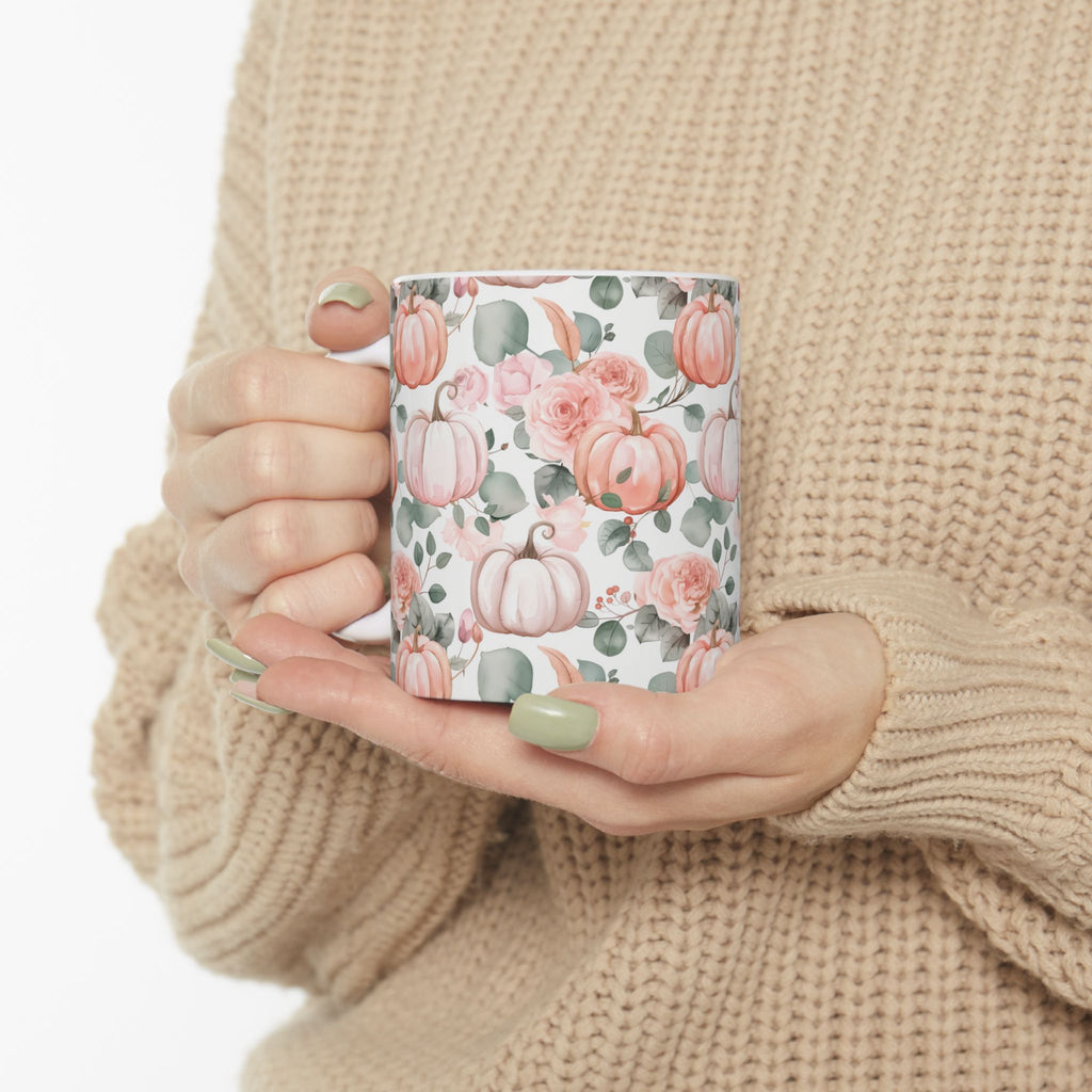 Fall Floral Pumpkin Ceramic Mug