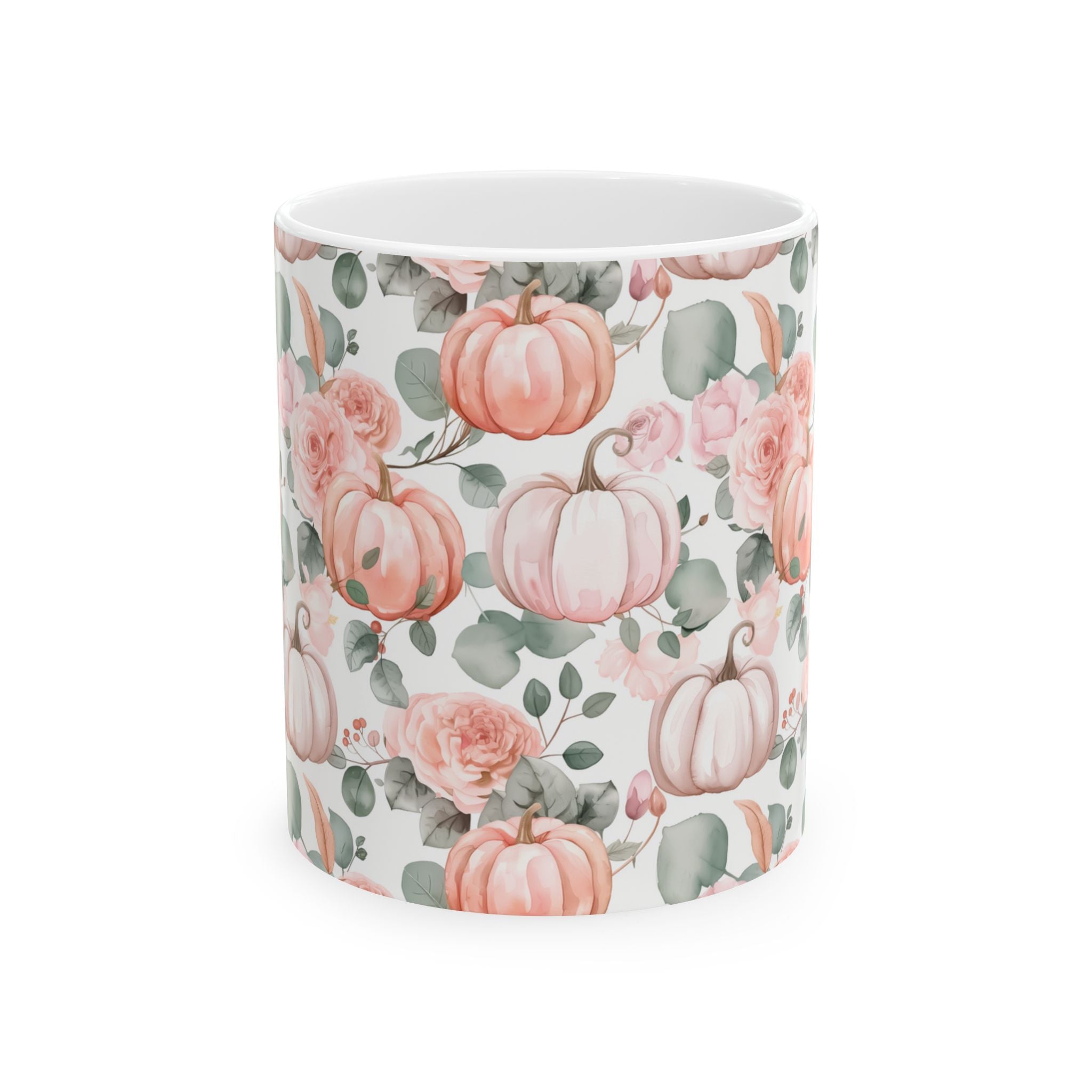 Fall Floral Pumpkin Ceramic Mug