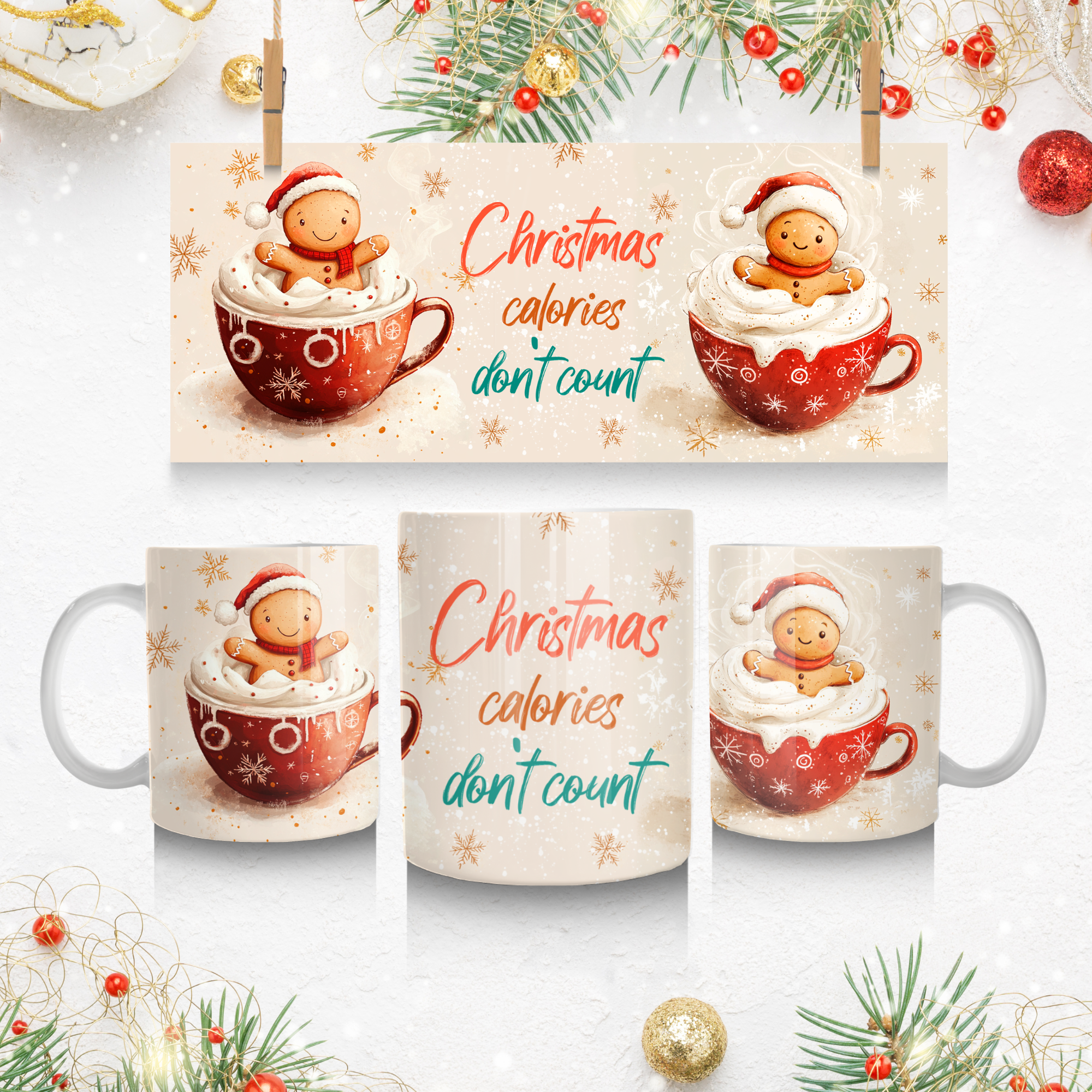 Festive Holiday Mug: Christmas Calories Don't Count