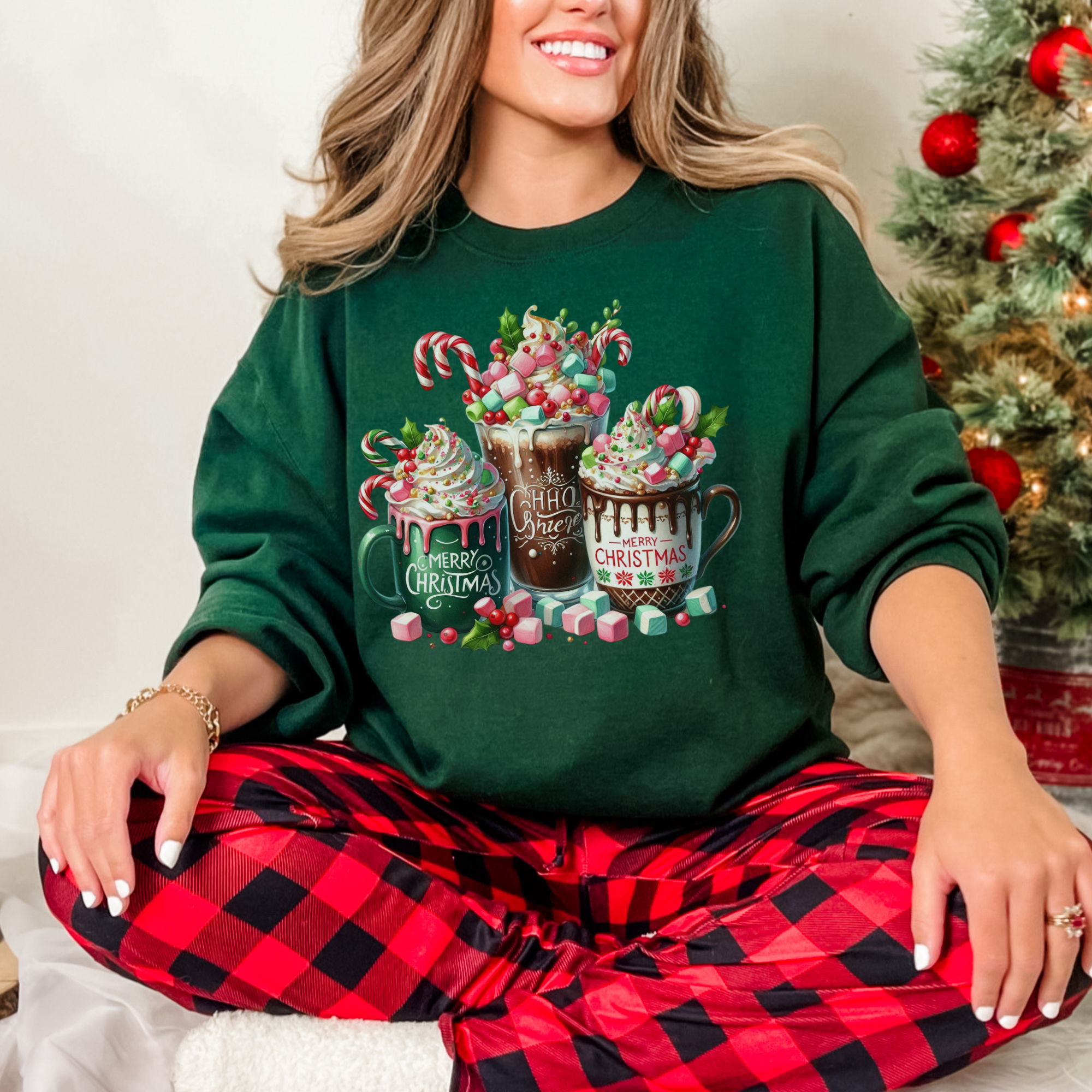 Cozy Holiday Sweatshirt with Hot Cocoa