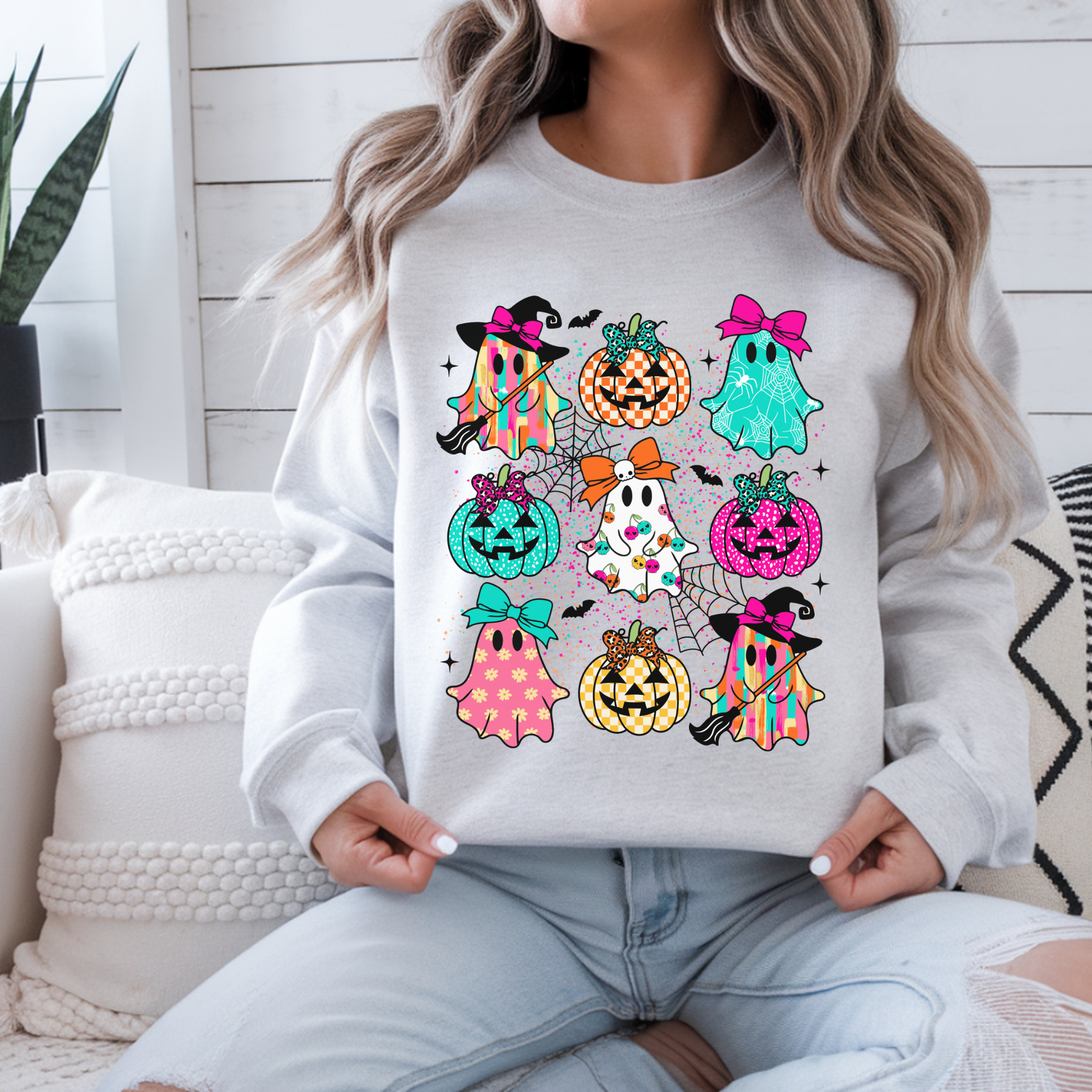 Halloween Ghosts & Pumpkins Crewneck Sweatshirt