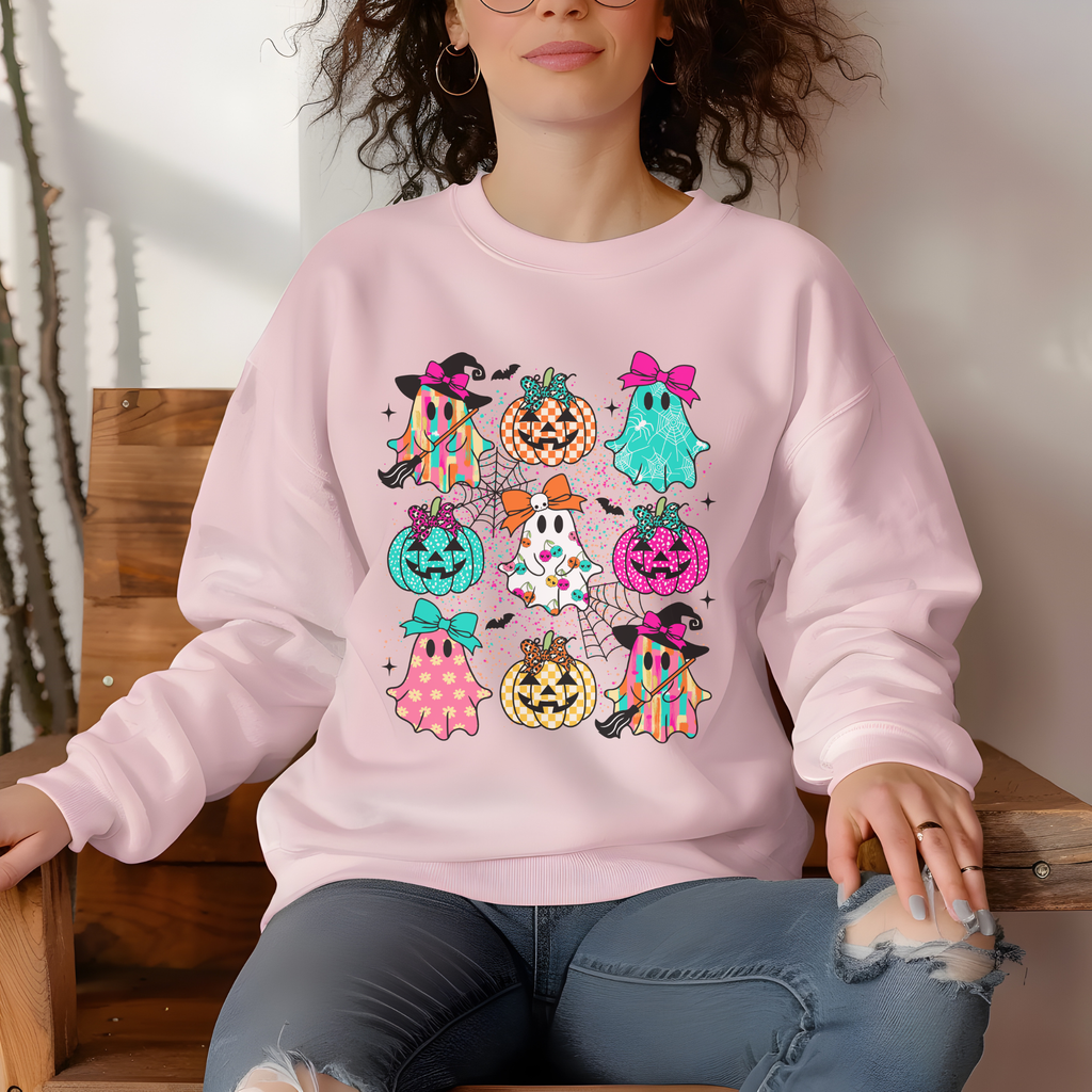 Halloween Ghosts & Pumpkins Crewneck Sweatshirt