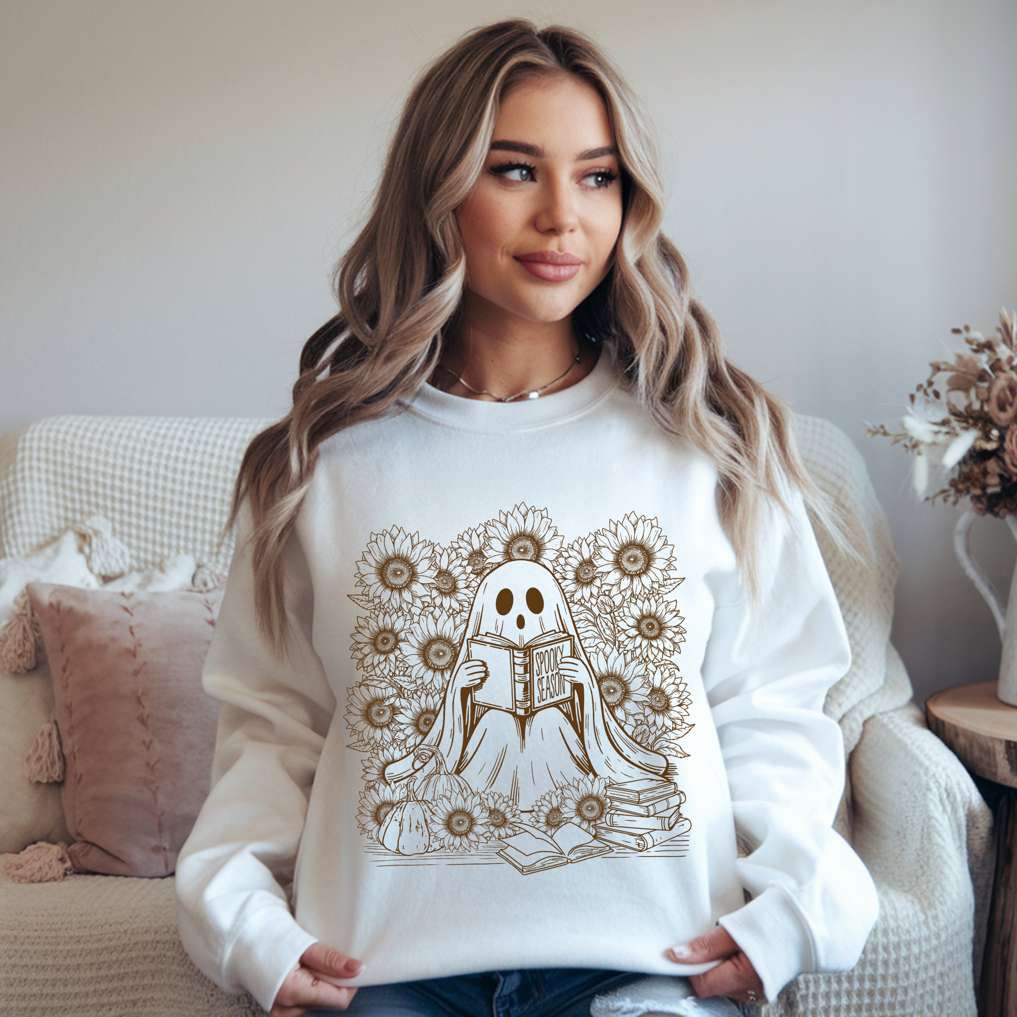 Cozy Ghost Reading Sweatshirt