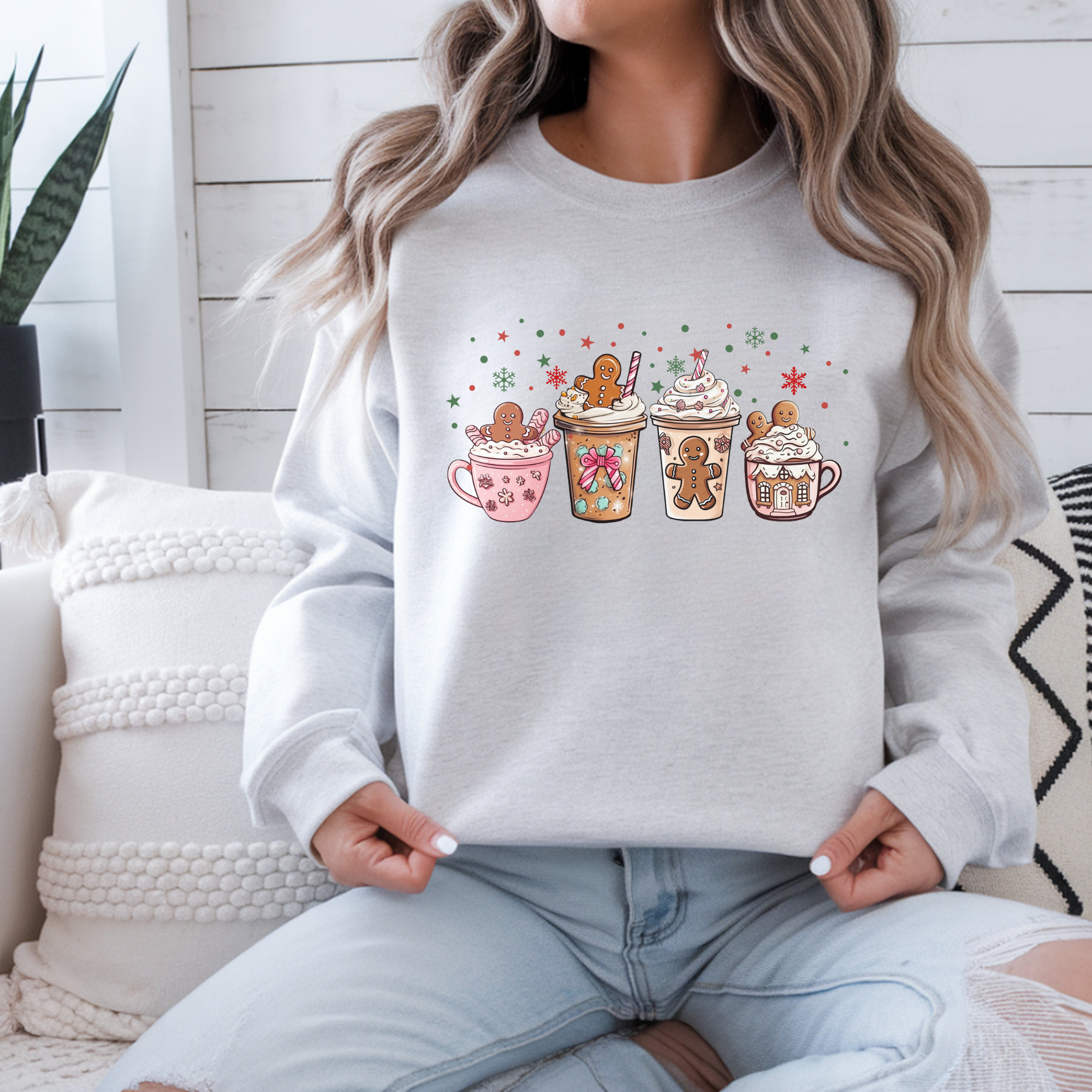 Cozy Holiday Sweatshirt with Gingerbread Design