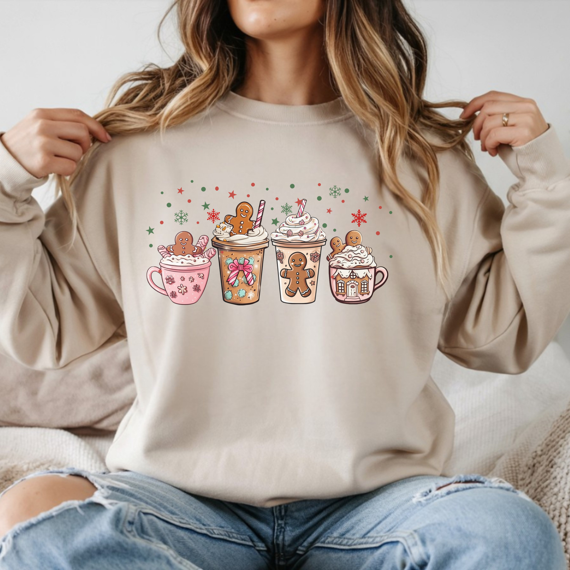 Cozy Holiday Sweatshirt with Gingerbread Design