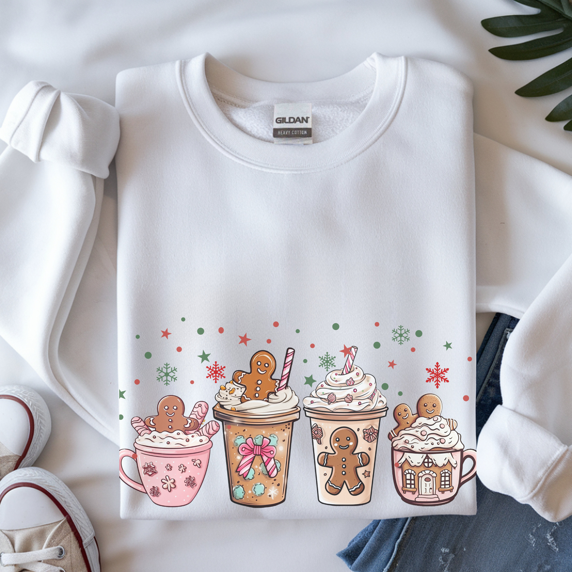 Cozy Holiday Sweatshirt with Gingerbread Design