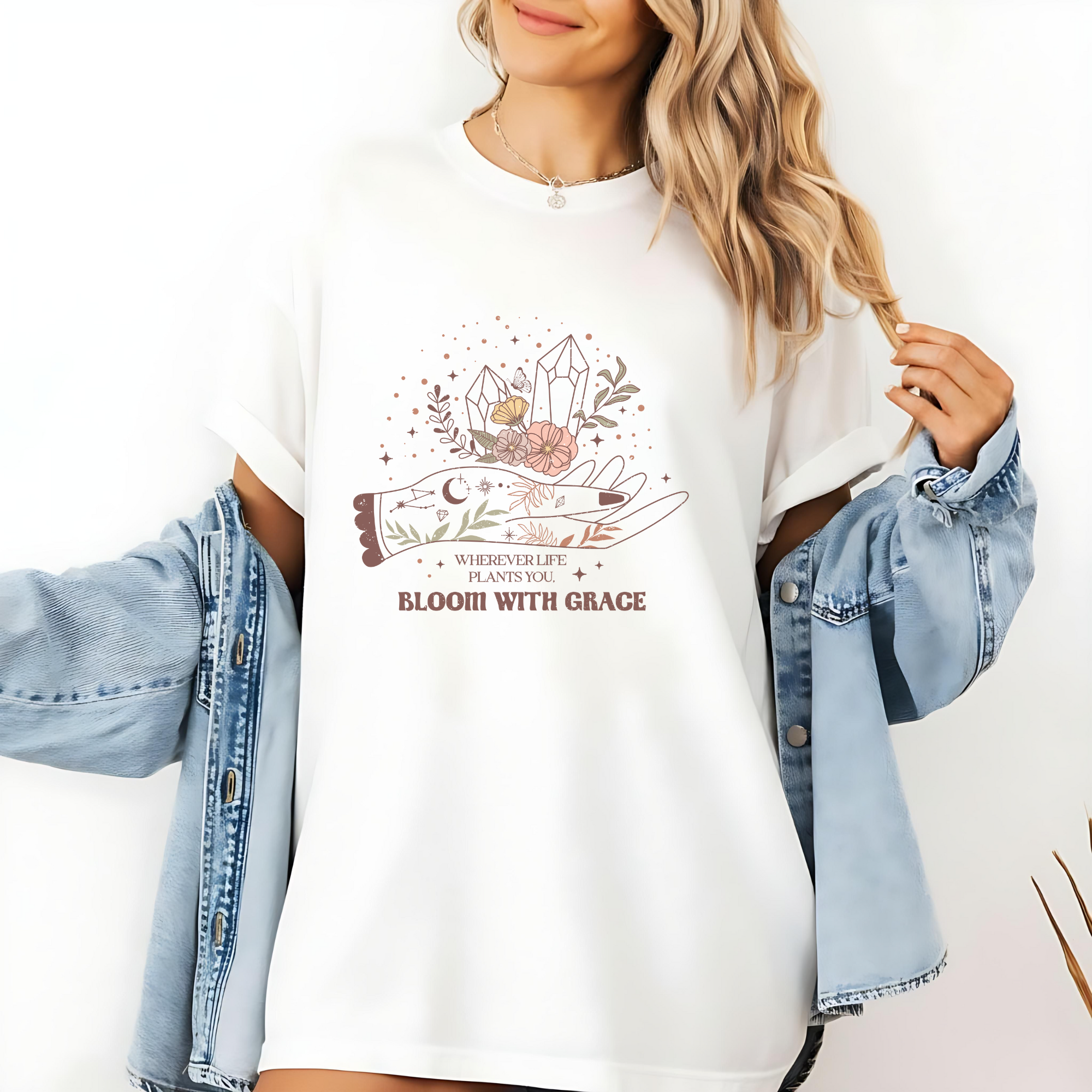 Celestial Boho Floral Graphic T-Shirt