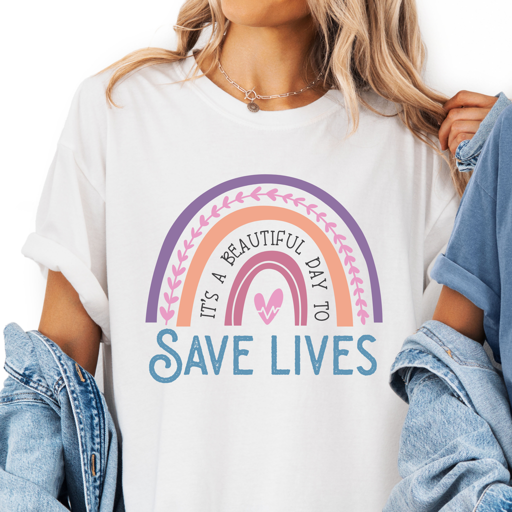 Save Lives Rainbow Nurse T-Shirt