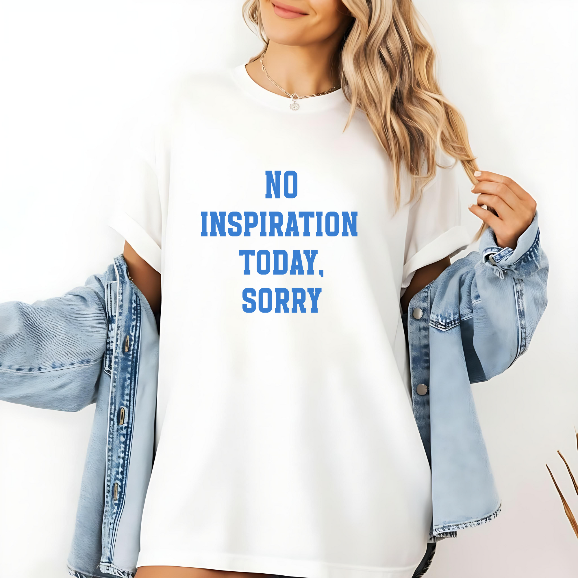 Garment-Dyed T-Shirt with ‘No Inspiration Today, Sorry’